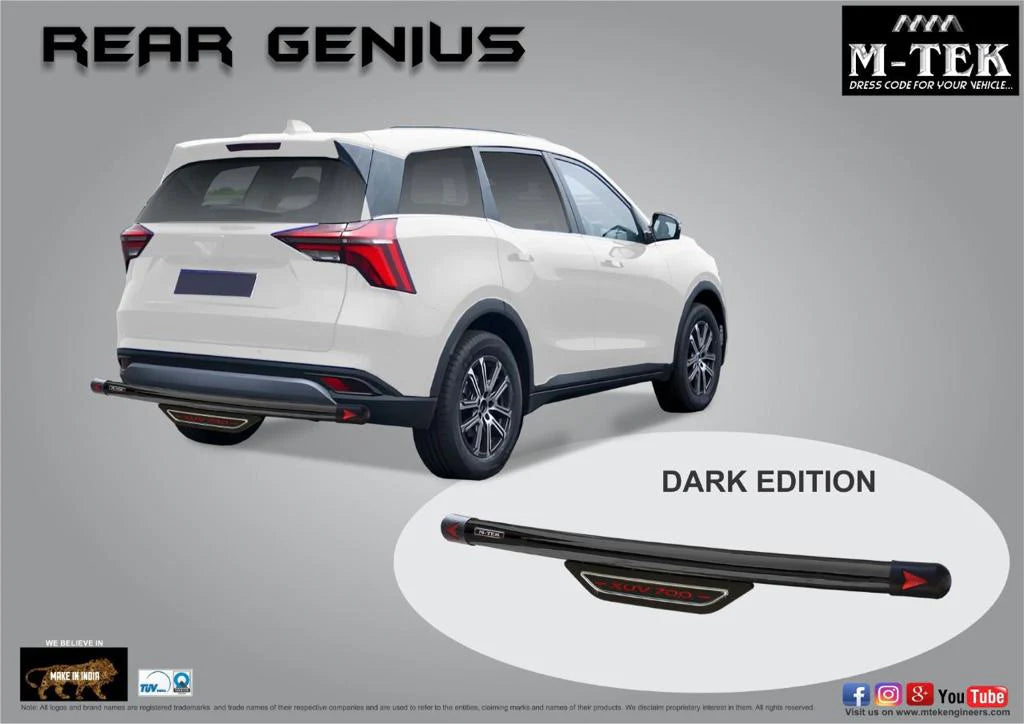 M-TEK Car Rear Guard | Steel & Black Finish | Logo Option | Rear Bumper Protector