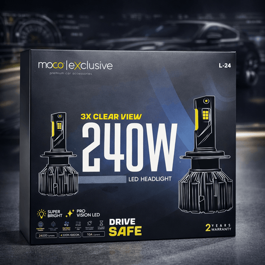 MOCO Exclusive 240W LED Headlight | 24000 Lumens | 3X Clear View | Options (4300K/6000K) | 2 Years Warranty