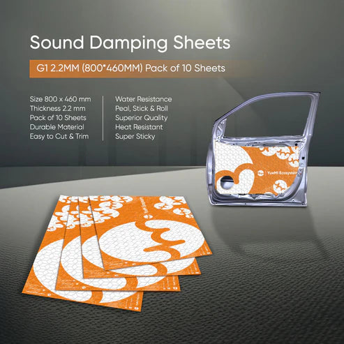 Sound Damping Sheets G1 2.2MM | Car Noise Insulation Pack of 10 Yuemi Ecosytem