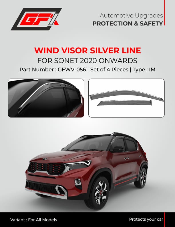 Premium Car Rain Guard / Door Visor | Smoke Finish & Chrome Line | Wind Deflector | 1 Year Warranty