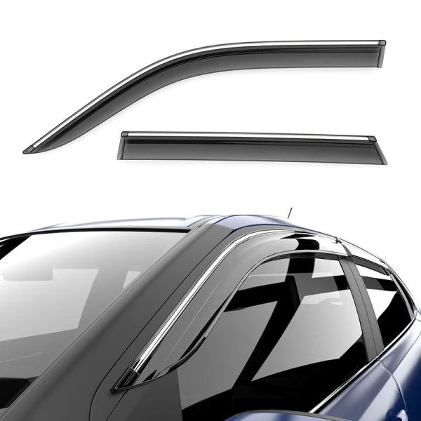 Premium Car Rain Guard / Door Visor | Smoke Finish & Chrome Line | Wind Deflector | 1 Year Warranty
