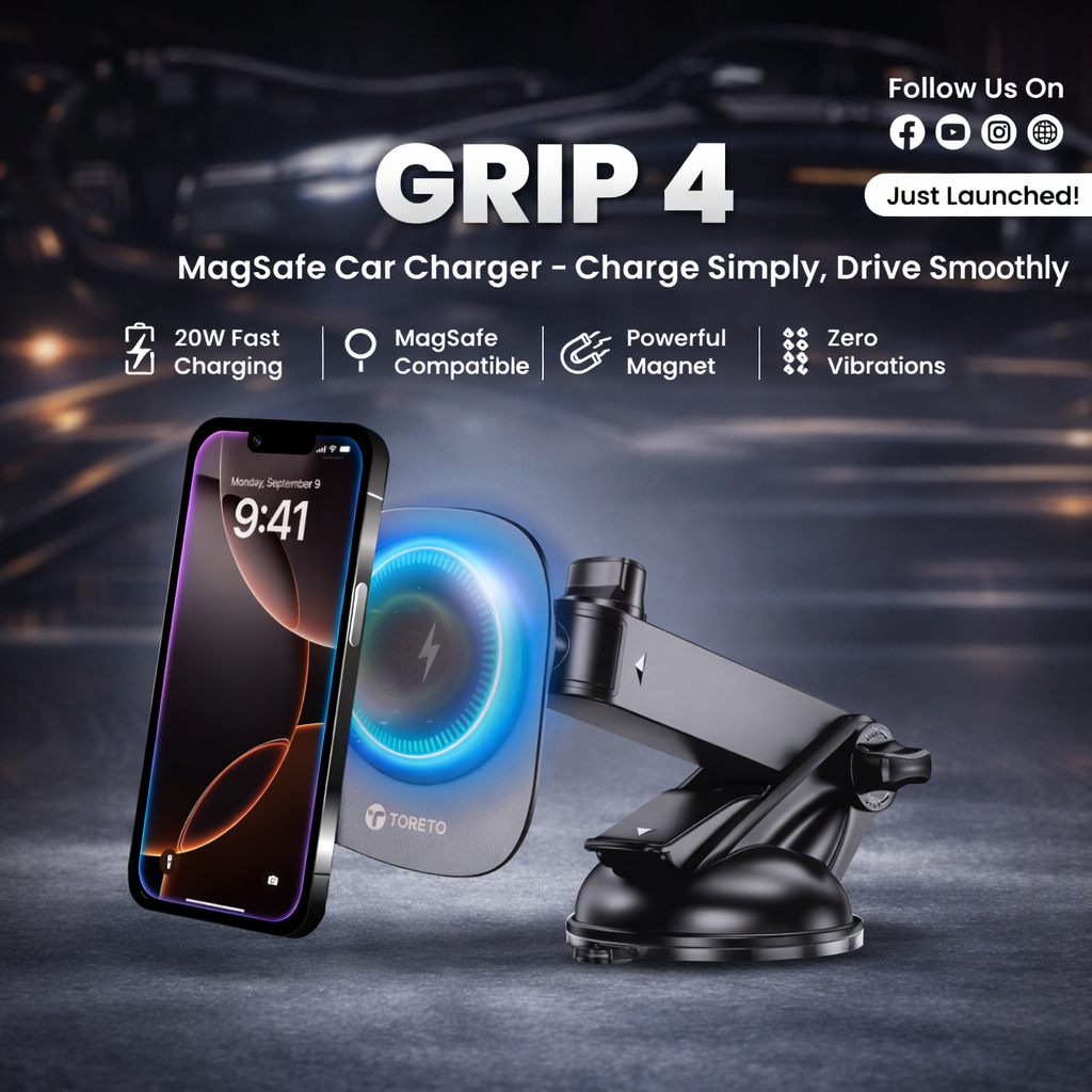 Toreto Grip 4 MagSafe Car Charger & Magnetic Phone Holder